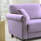 Canapé classique en velours avec cadre en bois dur, canapé rembourré, accoudoirs arrondis