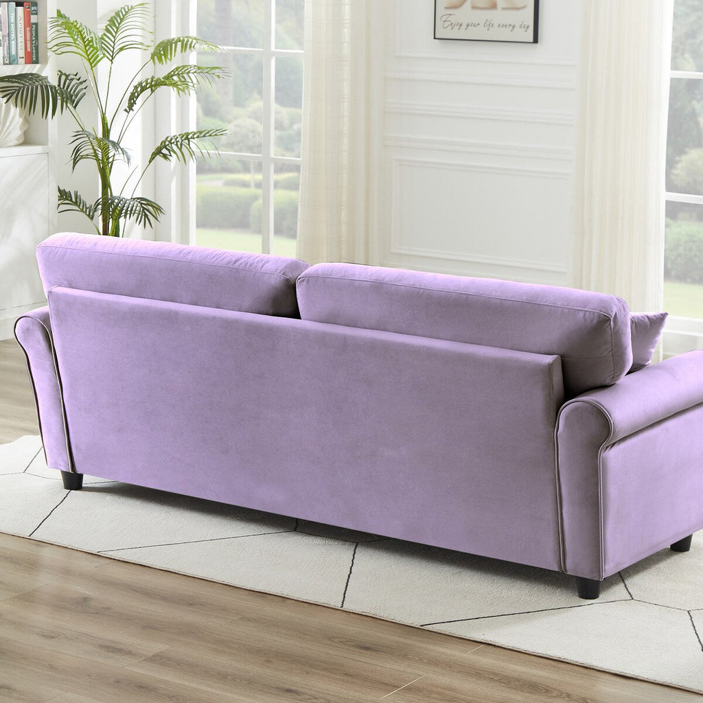 Canapé classique en velours avec cadre en bois dur, canapé rembourré, accoudoirs arrondis