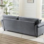 Canapé classique en velours avec cadre en bois dur, canapé rembourré, accoudoirs arrondis