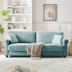 Canapé classique en velours avec cadre en bois dur, canapé rembourré, accoudoirs arrondis