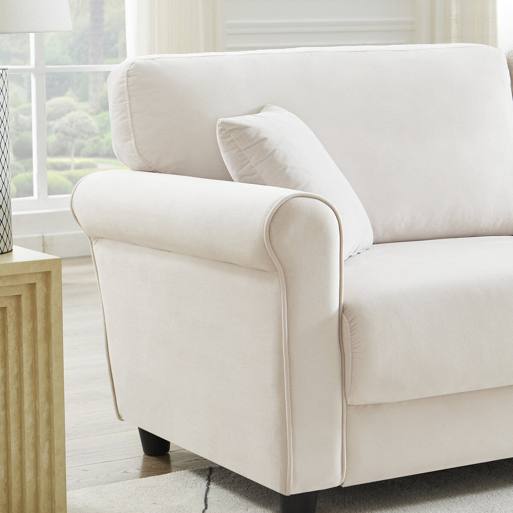 Canapé classique en velours avec cadre en bois dur, canapé rembourré, accoudoirs arrondis