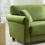 Canapé classique en velours avec cadre en bois dur, canapé rembourré, accoudoirs arrondis