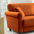 Canapé classique en velours avec cadre en bois dur, canapé rembourré, accoudoirs arrondis