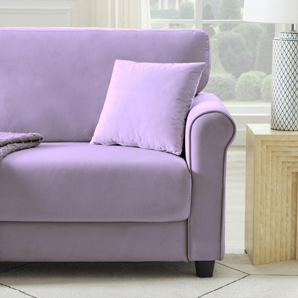 Canapé classique en velours avec cadre en bois dur, canapé rembourré, accoudoirs arrondis