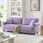 Canapé classique en velours avec cadre en bois dur, canapé rembourré, accoudoirs arrondis