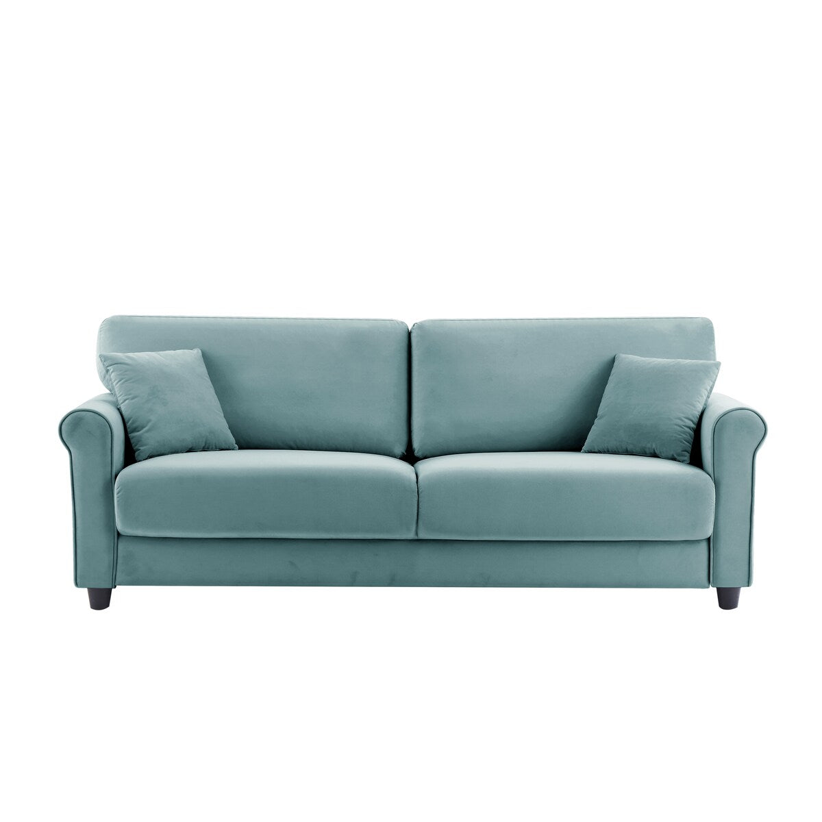 Canapé classique en velours avec cadre en bois dur, canapé rembourré, accoudoirs arrondis