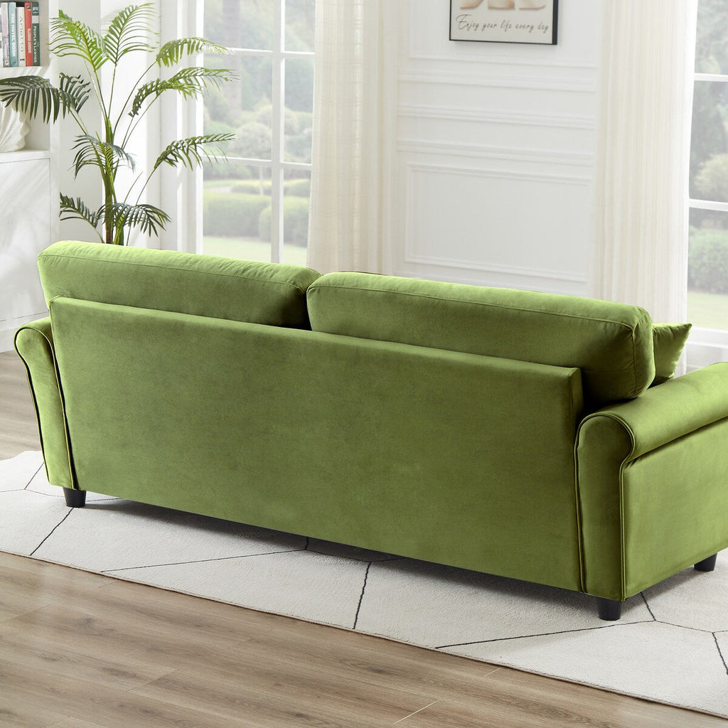 Canapé classique en velours avec cadre en bois dur, canapé rembourré, accoudoirs arrondis