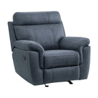 Fauteuil d'appoint inclinable manuel Clif 97 cm, microfibre bleue, bois