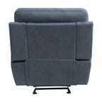 Fauteuil d'appoint inclinable manuel Clif 97 cm, microfibre bleue, bois