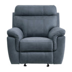 Fauteuil d'appoint inclinable manuel Clif 97 cm, microfibre bleue, bois