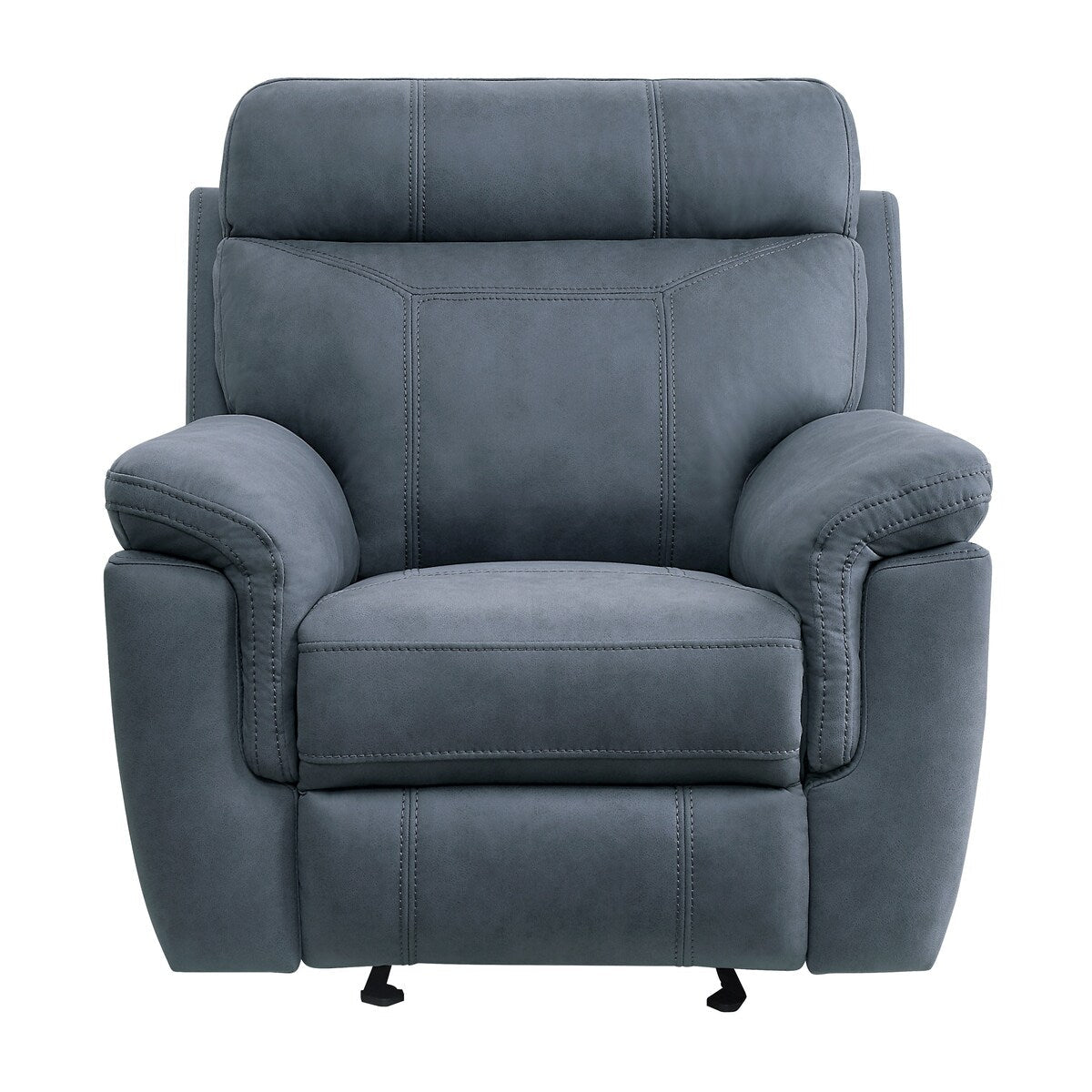Fauteuil d'appoint inclinable manuel Clif 97 cm, microfibre bleue, bois