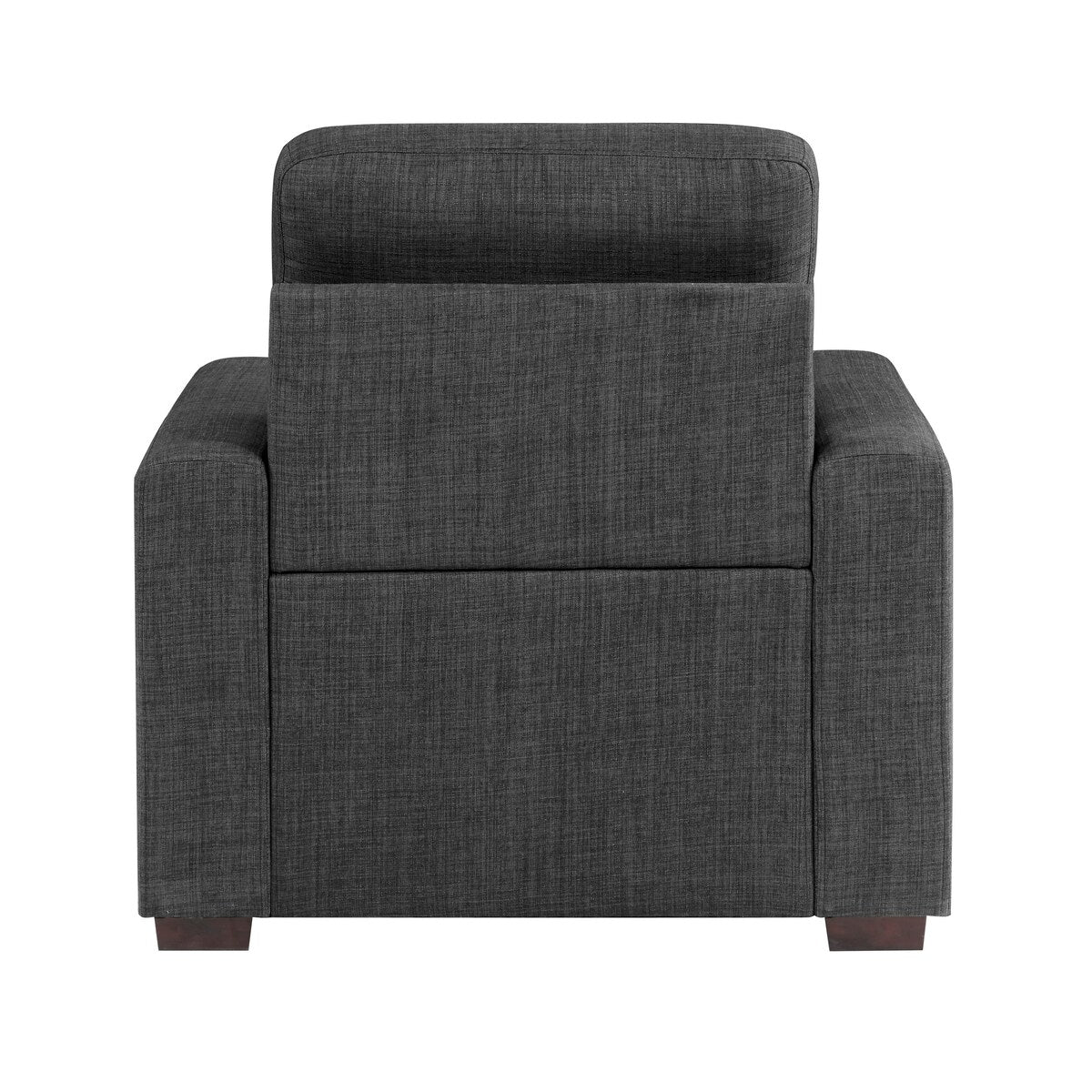 Chaise Cliff 94 cm, pouf gigogne, polyester gris foncé, bois expresso
