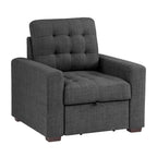 Chaise Cliff 94 cm, pouf gigogne, polyester gris foncé, bois expresso