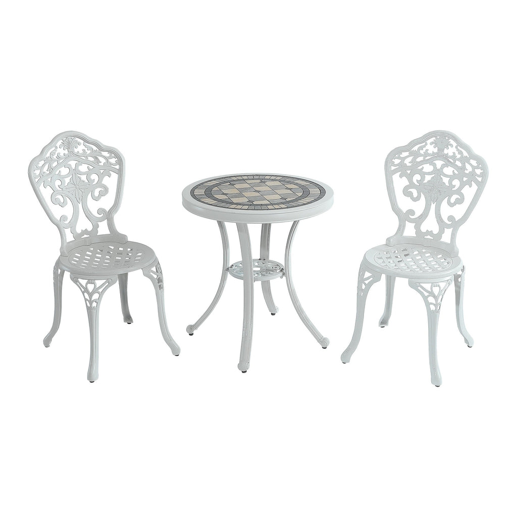 Ensemble bistrot d'extérieur 3 pièces en aluminium moulé résistant à la rouille Clihome