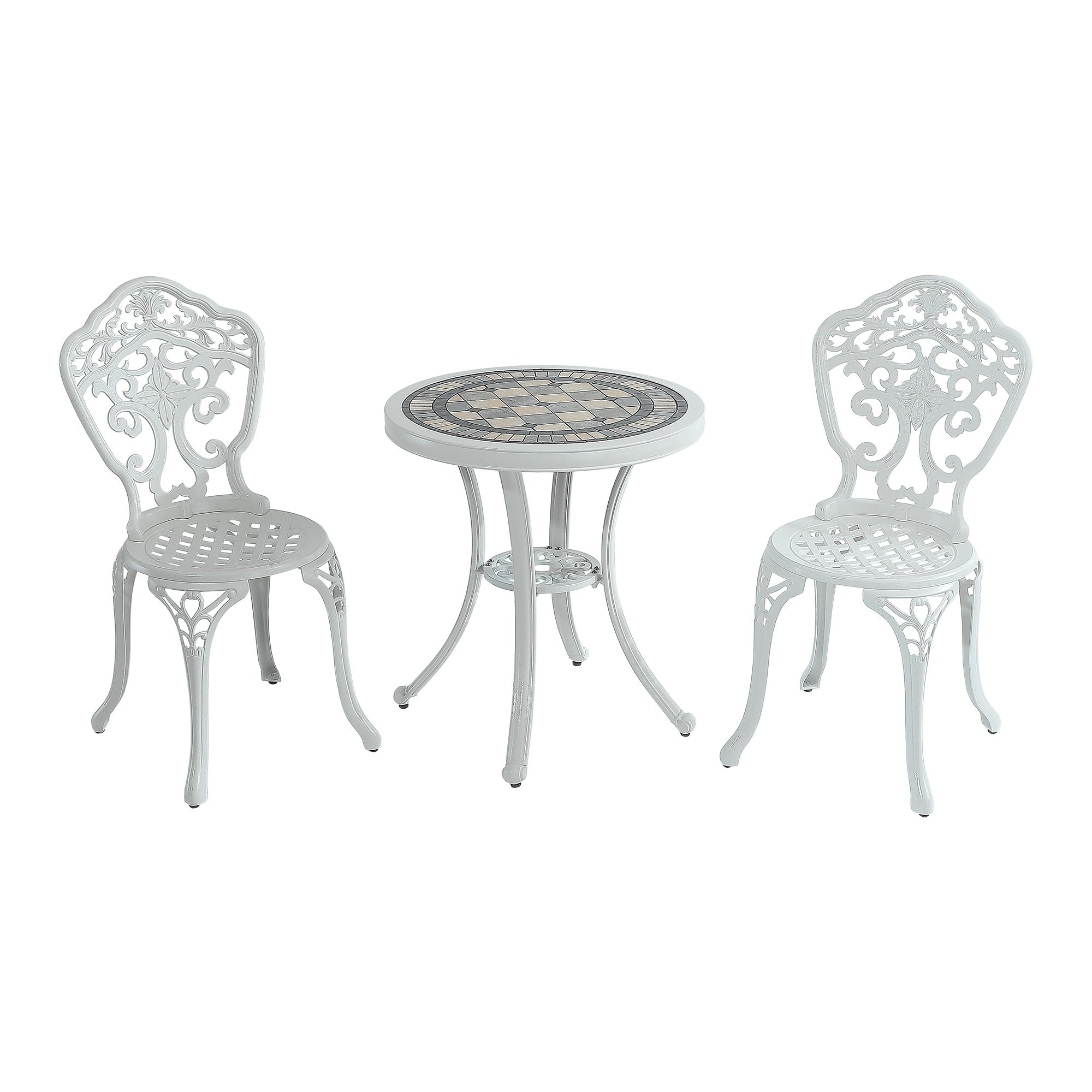 Ensemble bistrot d'extérieur 3 pièces en aluminium moulé résistant à la rouille Clihome