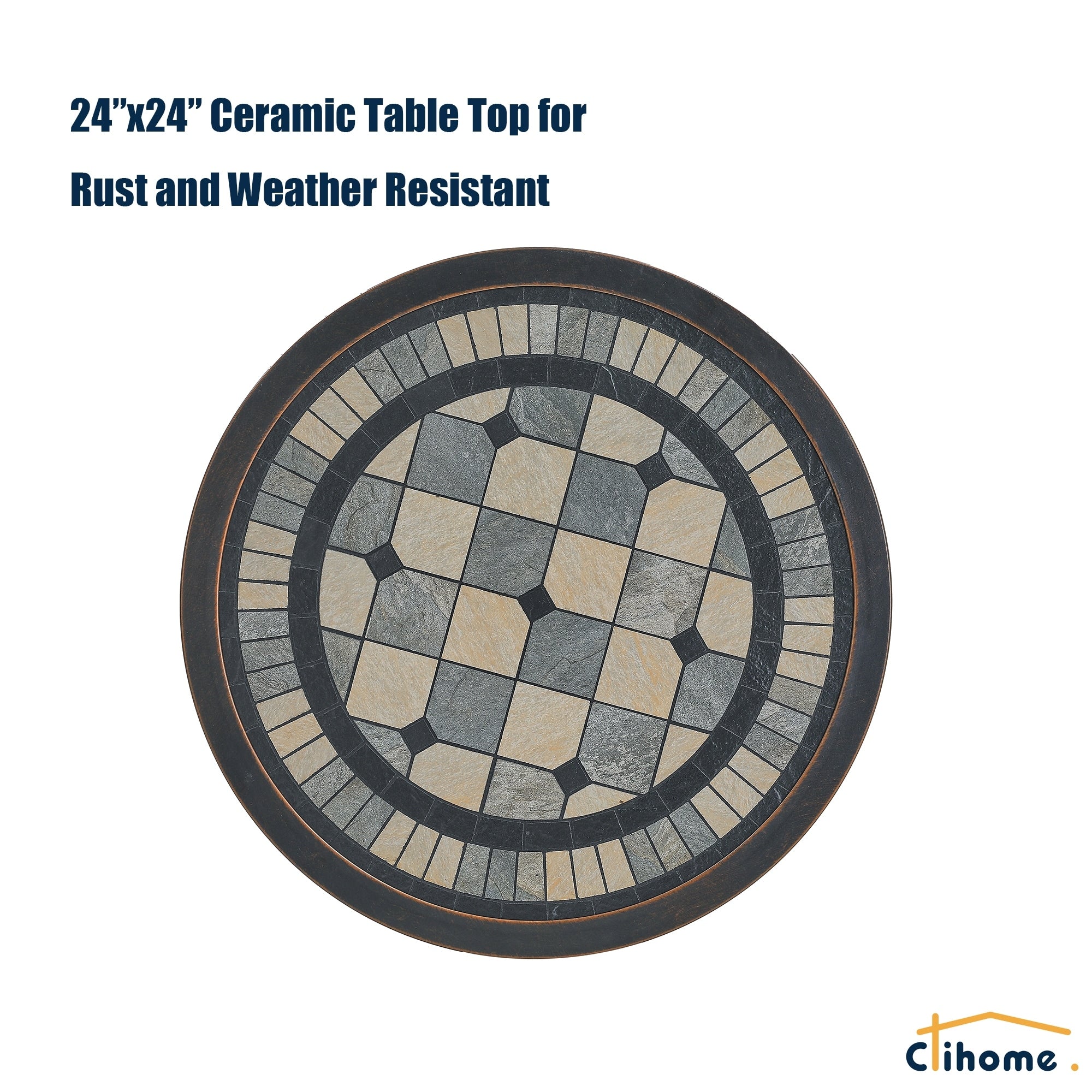 Ensemble bistrot d'extérieur 3 pièces en aluminium moulé résistant à la rouille Clihome