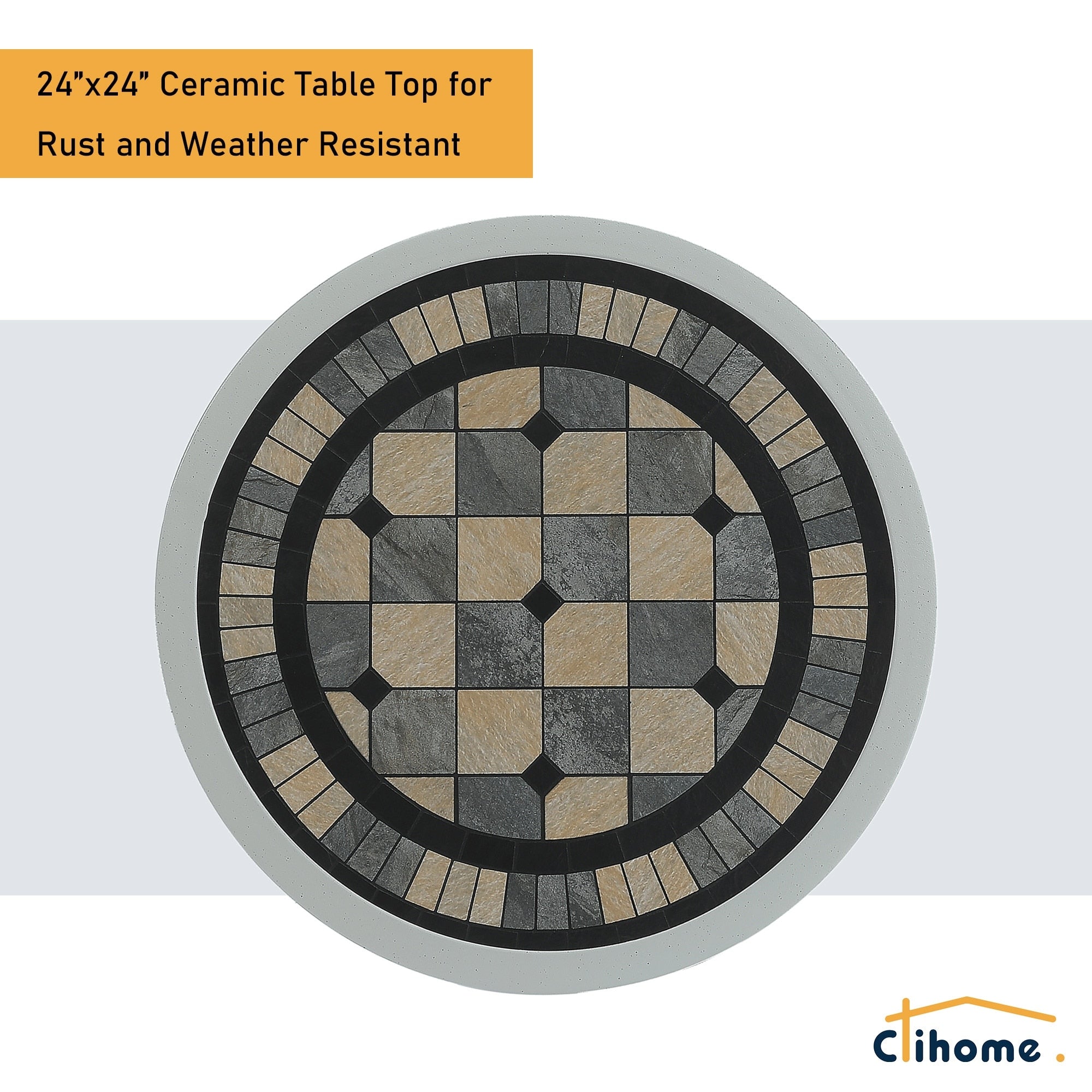 Ensemble bistrot d'extérieur 3 pièces en aluminium moulé résistant à la rouille Clihome