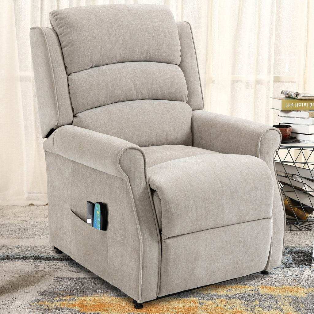 Fauteuil inclinable électrique Clihome en tissu chenille avec fonction massage