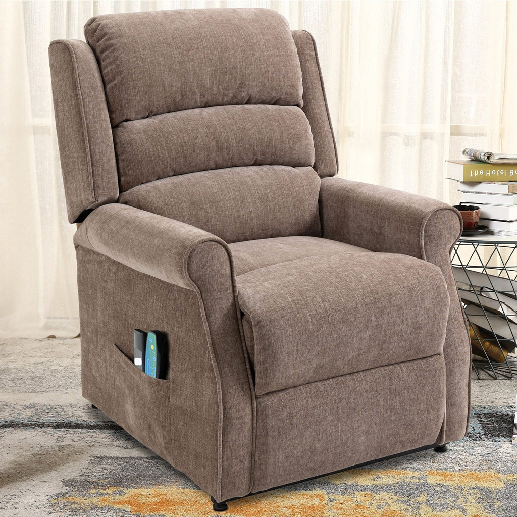 Fauteuil inclinable électrique Clihome en tissu chenille avec fonction massage