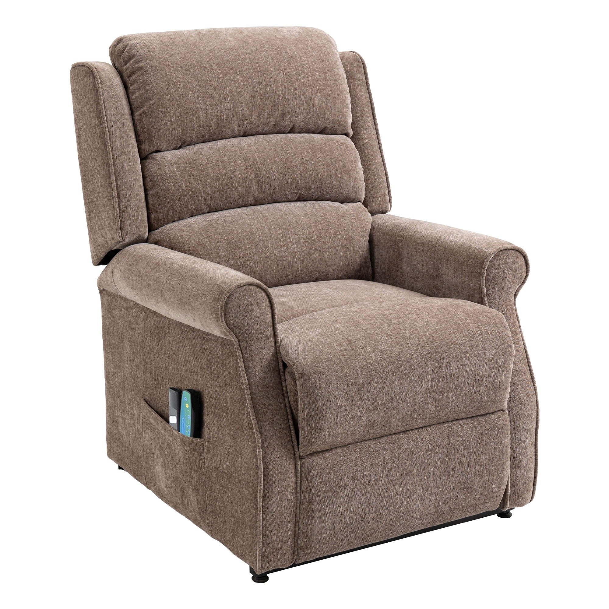 Fauteuil inclinable électrique Clihome en tissu chenille avec fonction massage