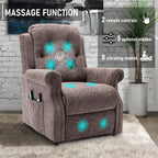 Fauteuil inclinable électrique Clihome en tissu chenille tricoté avec massage