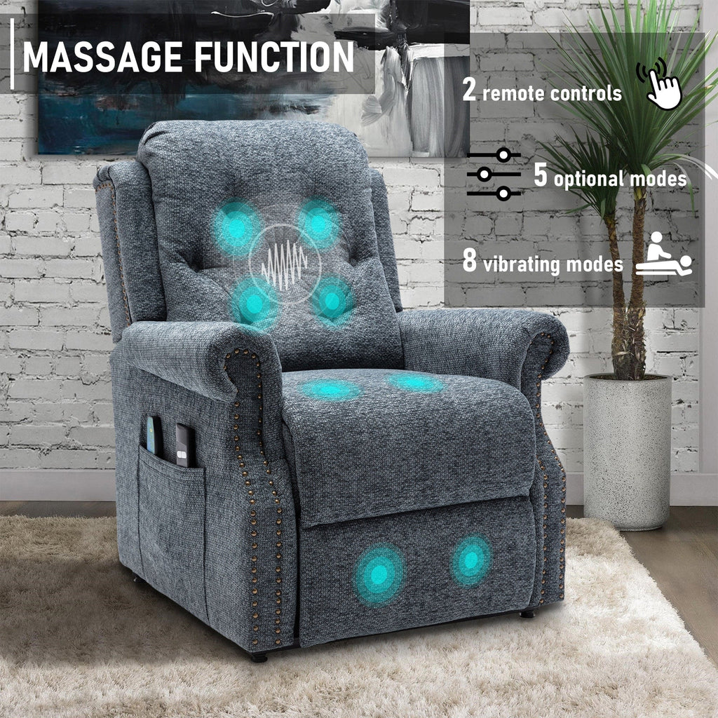Fauteuil inclinable électrique Clihome en tissu chenille tricoté avec massage