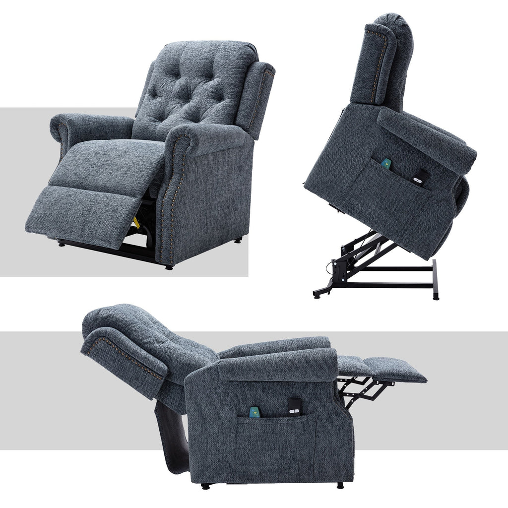 Fauteuil inclinable électrique Clihome en tissu chenille tricoté avec massage
