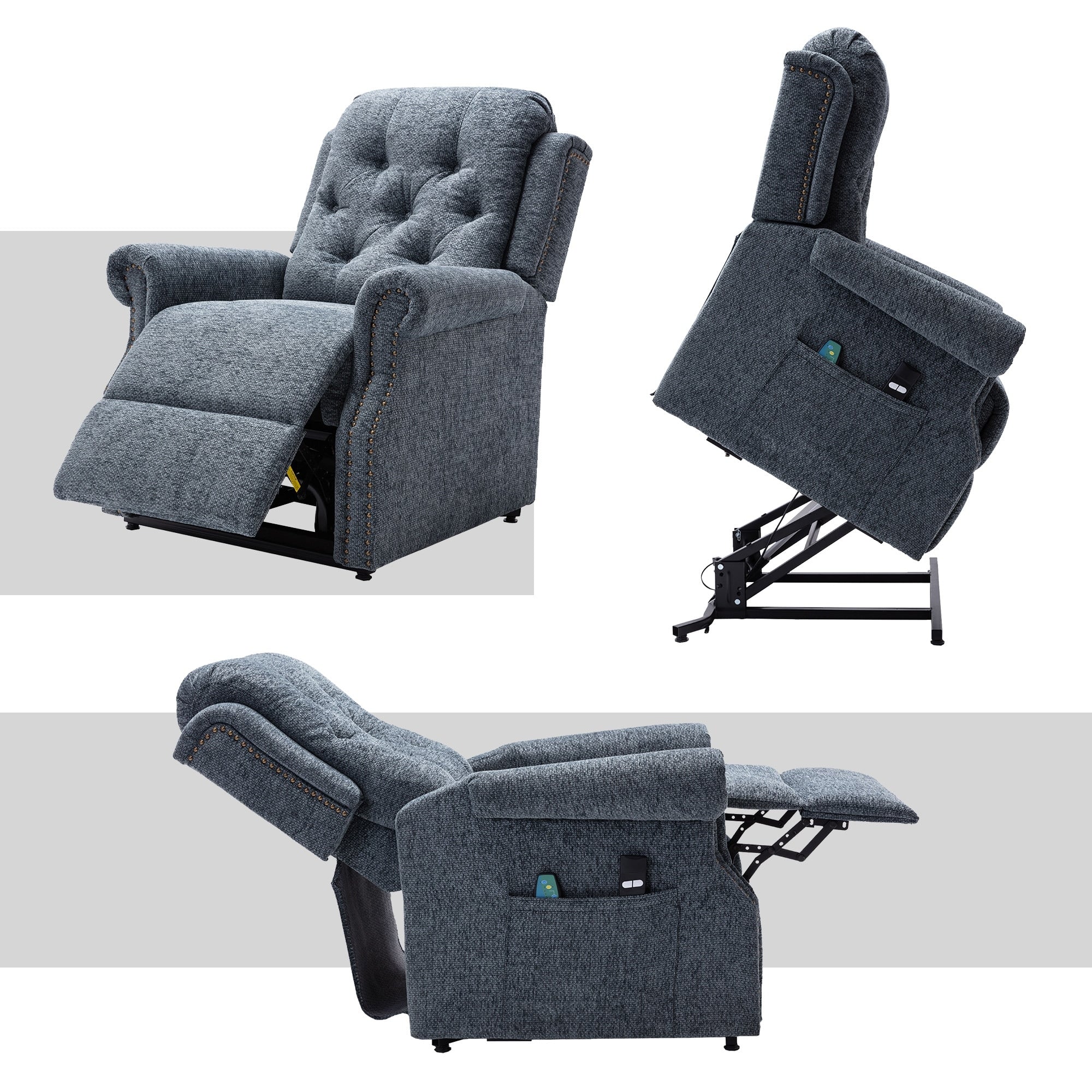Fauteuil inclinable électrique Clihome en tissu chenille tricoté avec massage