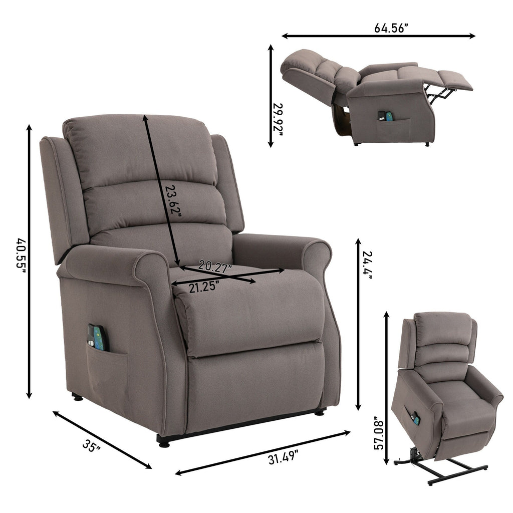 Fauteuil inclinable électrique Clihome en tissu chenille avec fonction massage