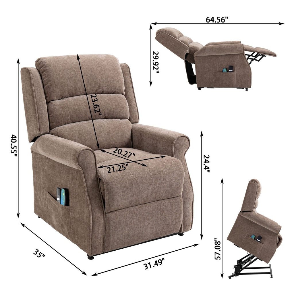 Fauteuil inclinable électrique Clihome en tissu chenille avec fonction massage