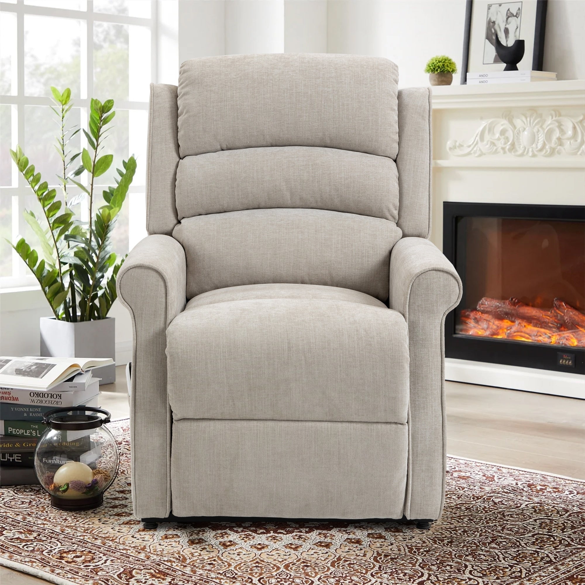 Fauteuil inclinable électrique Clihome en tissu chenille avec fonction massage