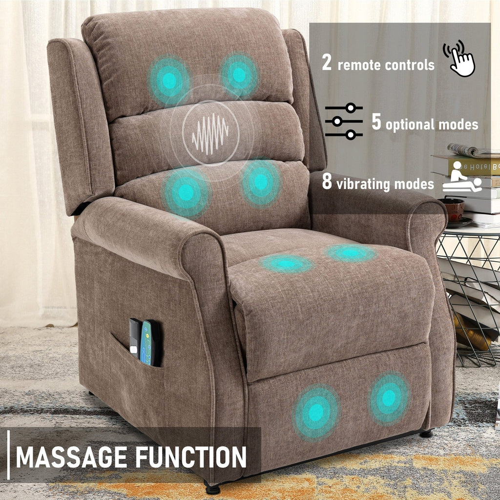 Fauteuil inclinable électrique Clihome en tissu chenille avec fonction massage