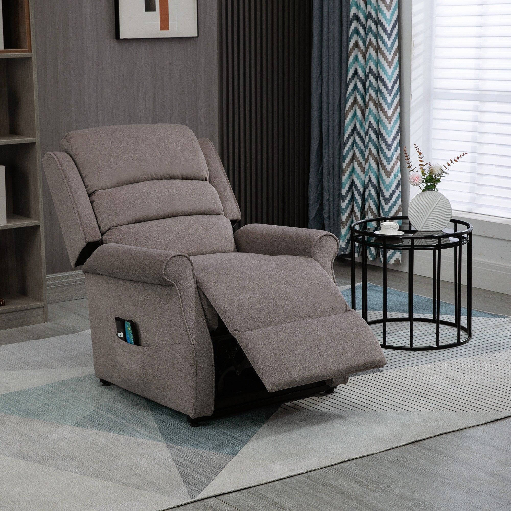 Fauteuil inclinable électrique Clihome en tissu chenille avec fonction massage