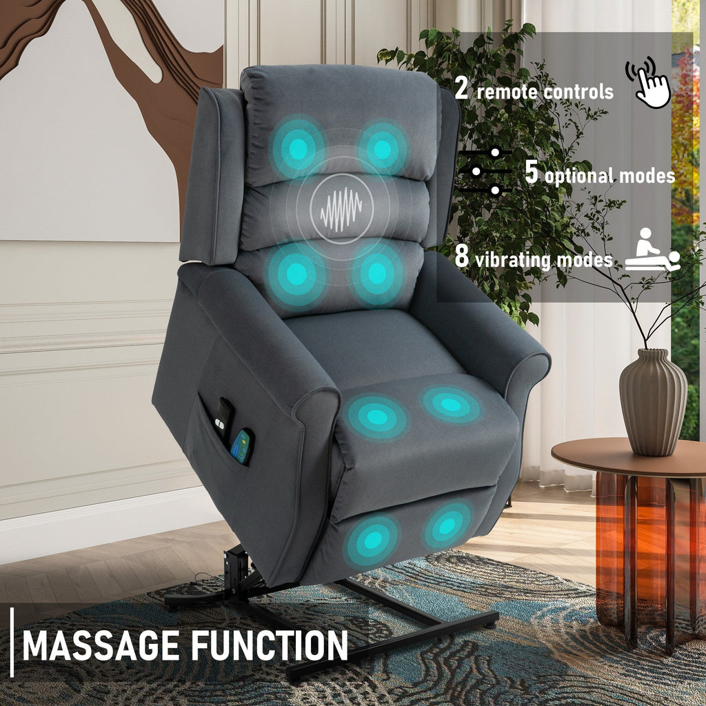 Fauteuil inclinable électrique Clihome en tissu chenille avec fonction massage