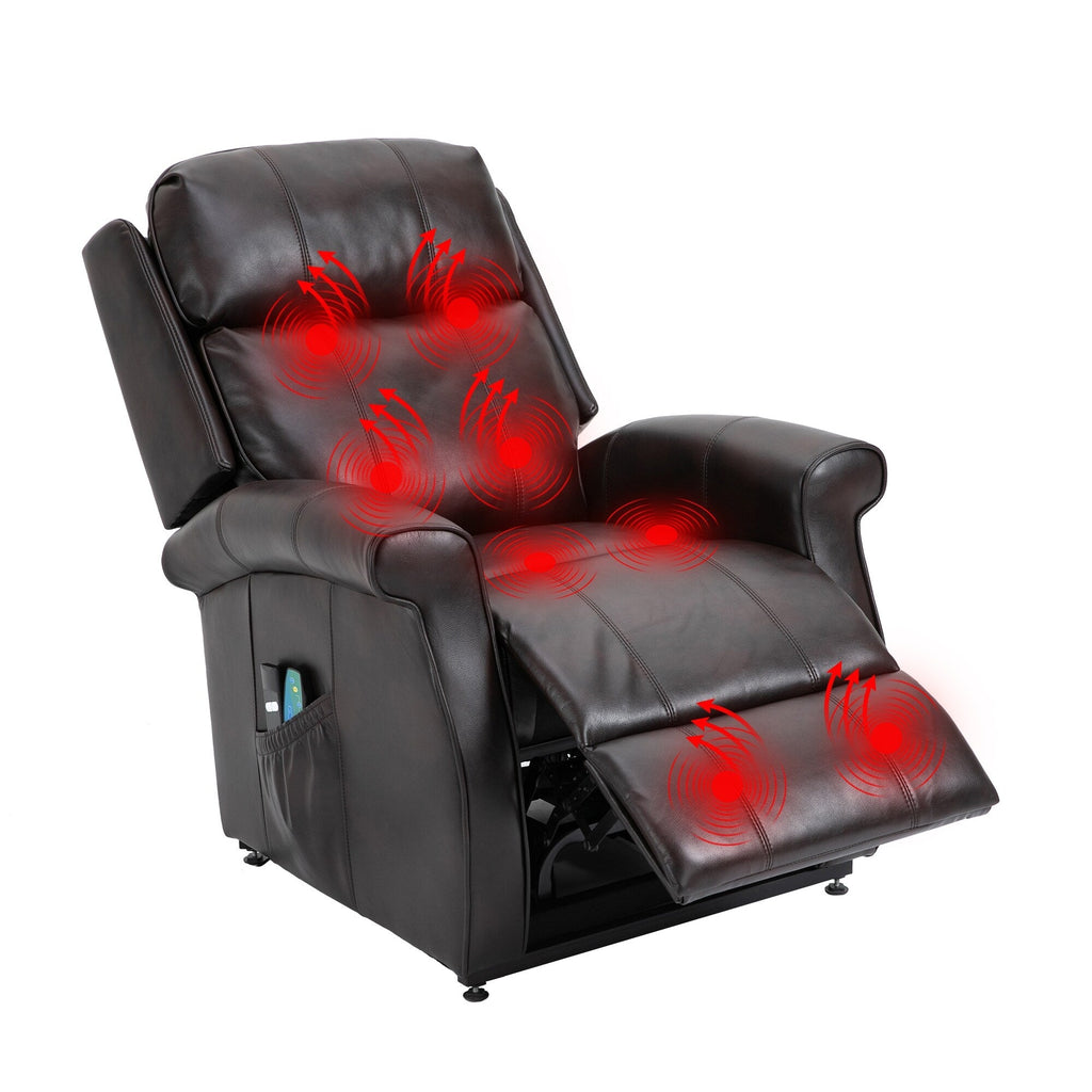 Fauteuil inclinable électrique Clihome en similicuir pour personnes âgées avec fonction massage