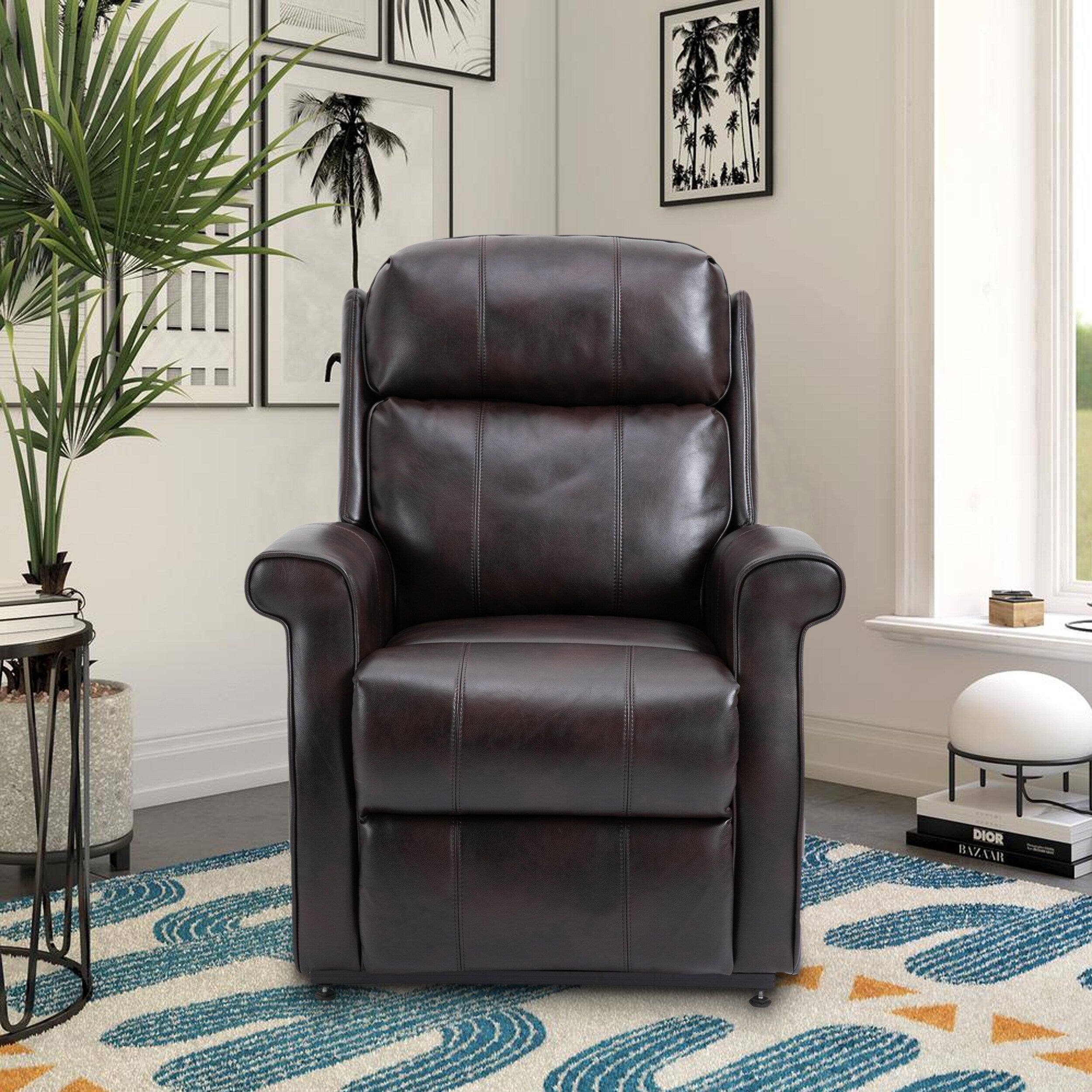 Fauteuil inclinable électrique Clihome en similicuir pour personnes âgées avec fonction massage