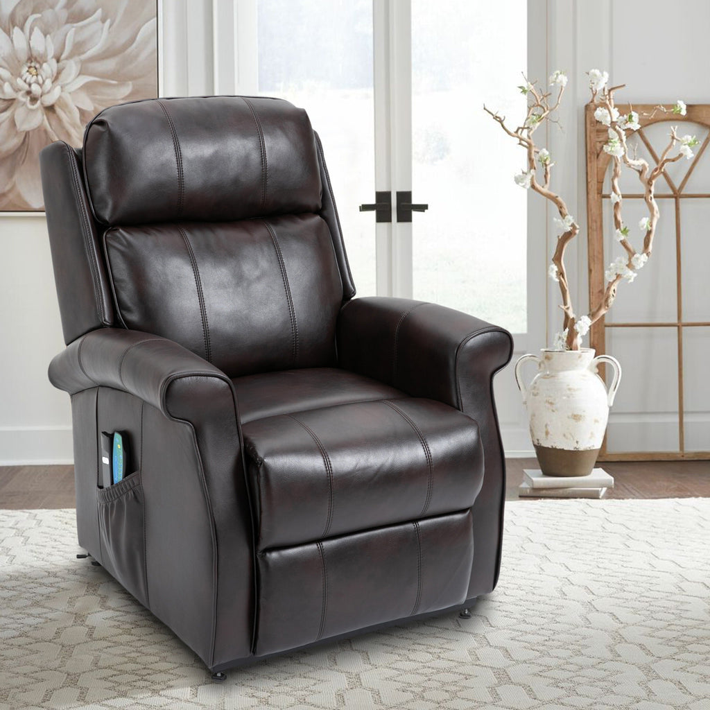 Fauteuil inclinable électrique Clihome en similicuir pour personnes âgées avec fonction massage