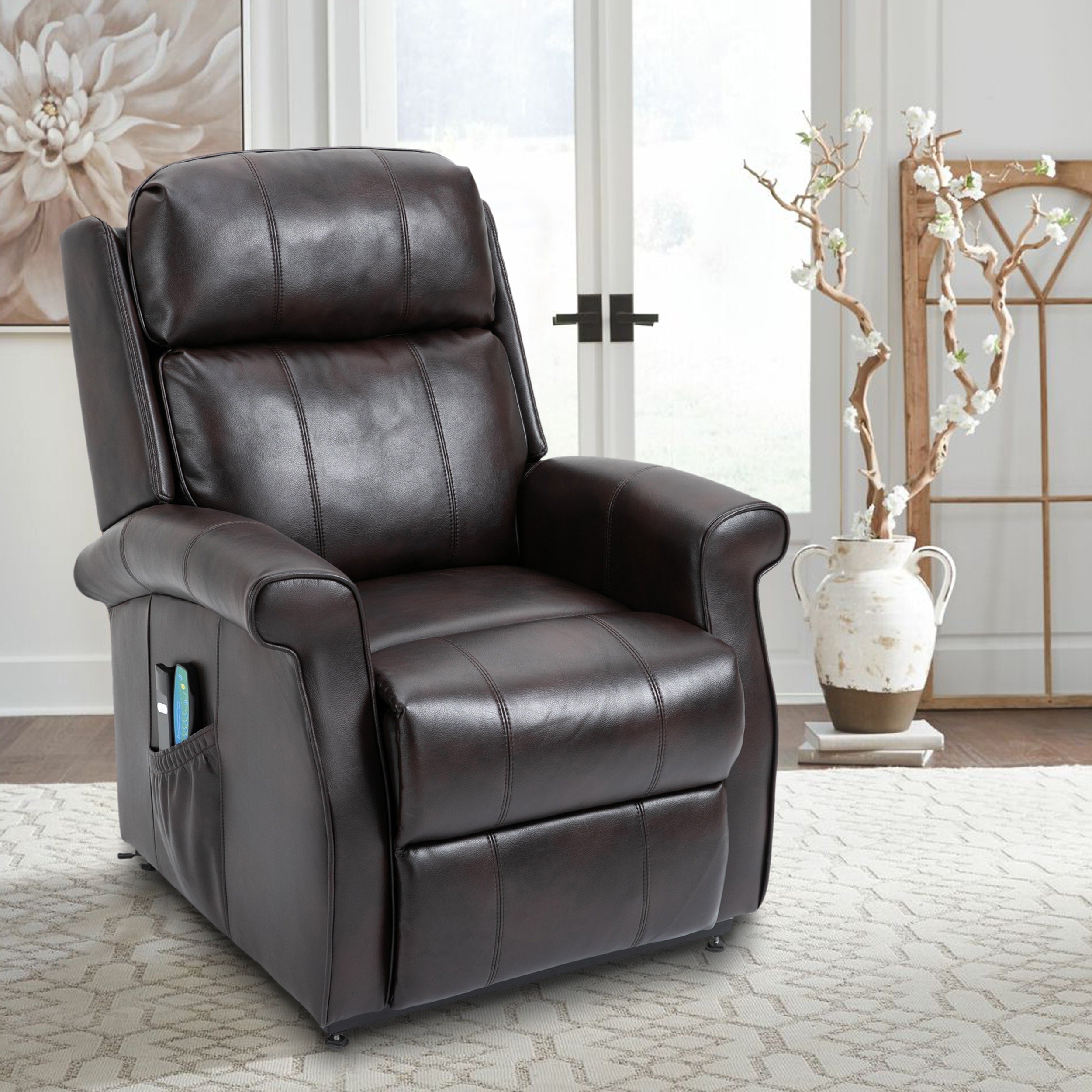 Fauteuil inclinable électrique Clihome en similicuir pour personnes âgées avec fonction massage