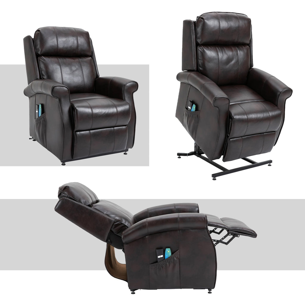 Fauteuil inclinable électrique Clihome en similicuir pour personnes âgées avec fonction massage