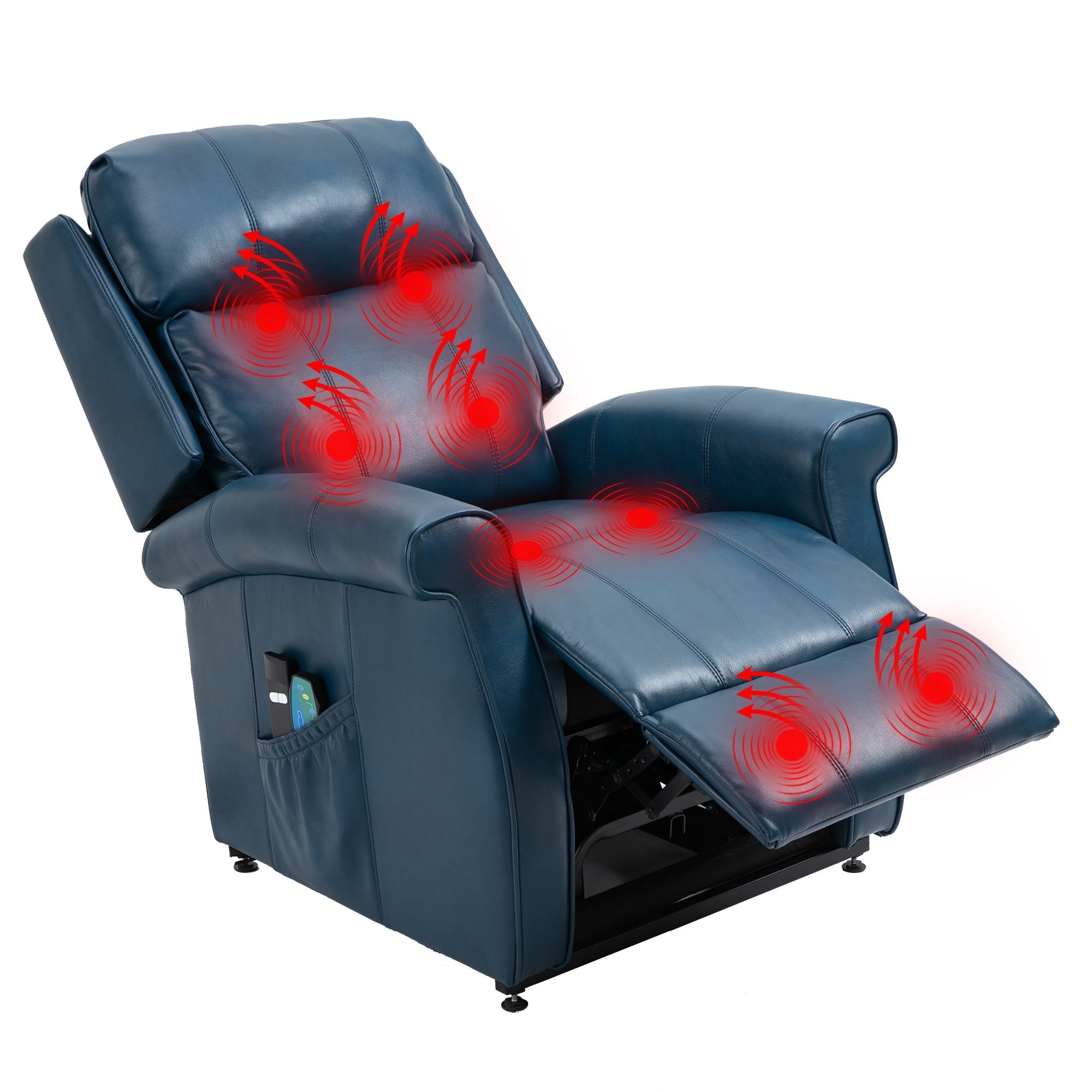 Fauteuil inclinable électrique Clihome en similicuir pour personnes âgées avec fonction massage