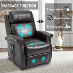 Fauteuil inclinable électrique Clihome en similicuir pour personnes âgées avec fonction massage