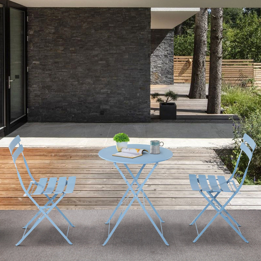 Ensemble bistrot d'extérieur 3 pièces en acier de qualité supérieure Clihome