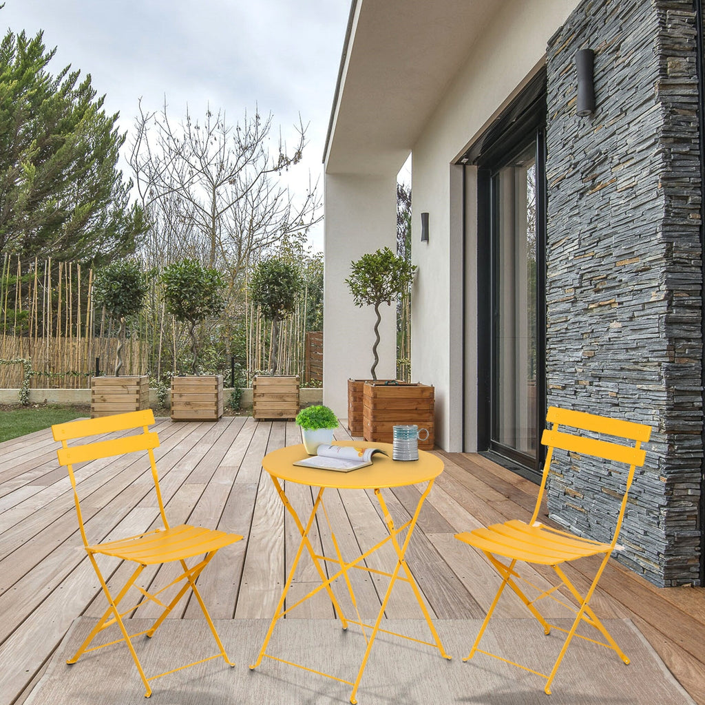 Ensemble bistrot d'extérieur 3 pièces en acier de qualité supérieure Clihome