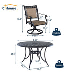 Ensemble de salle à manger d'extérieur Clihome 5 pièces en aluminium moulé pour patio
