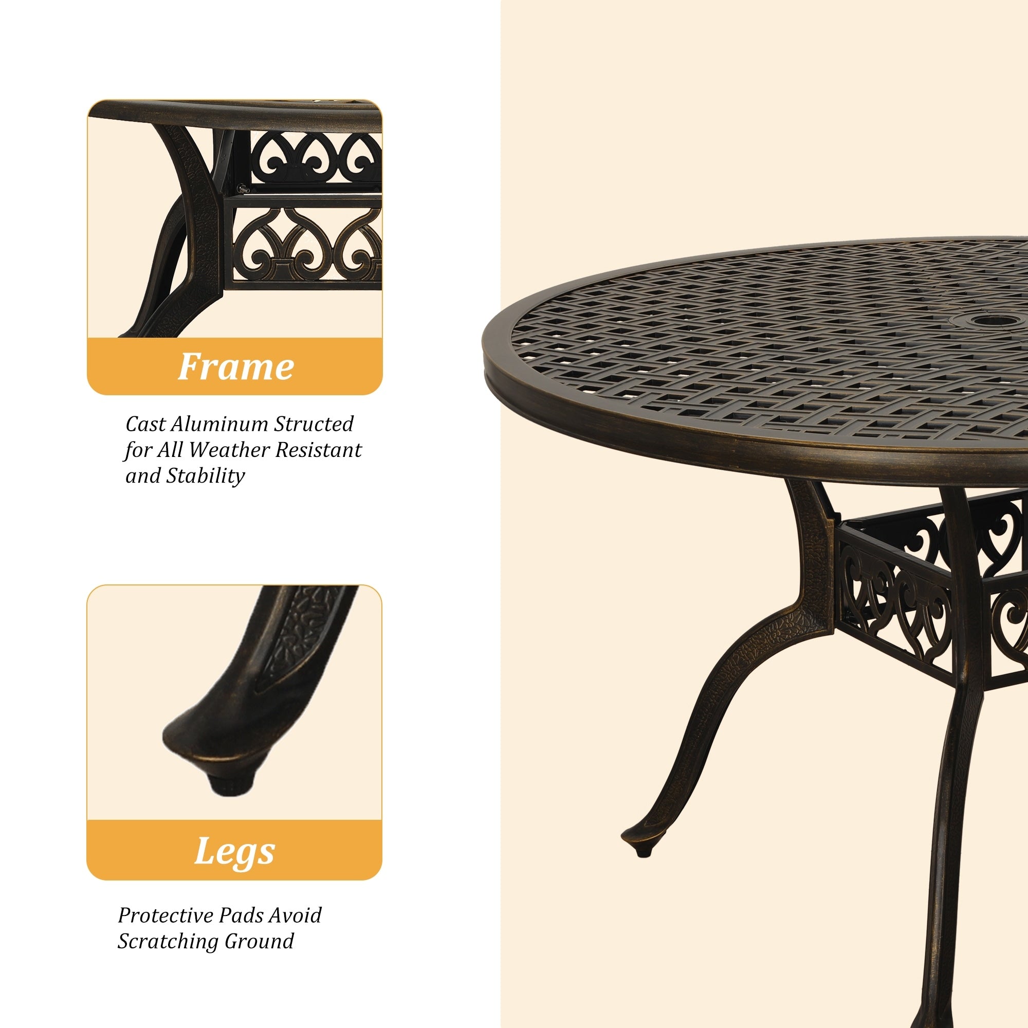 Ensemble de salle à manger d'extérieur Clihome 5 pièces en fonte d'aluminium