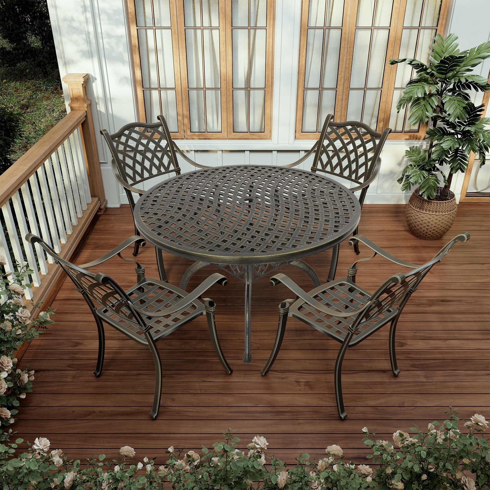 Ensemble de salle à manger d'extérieur Clihome 5 pièces en fonte d'aluminium