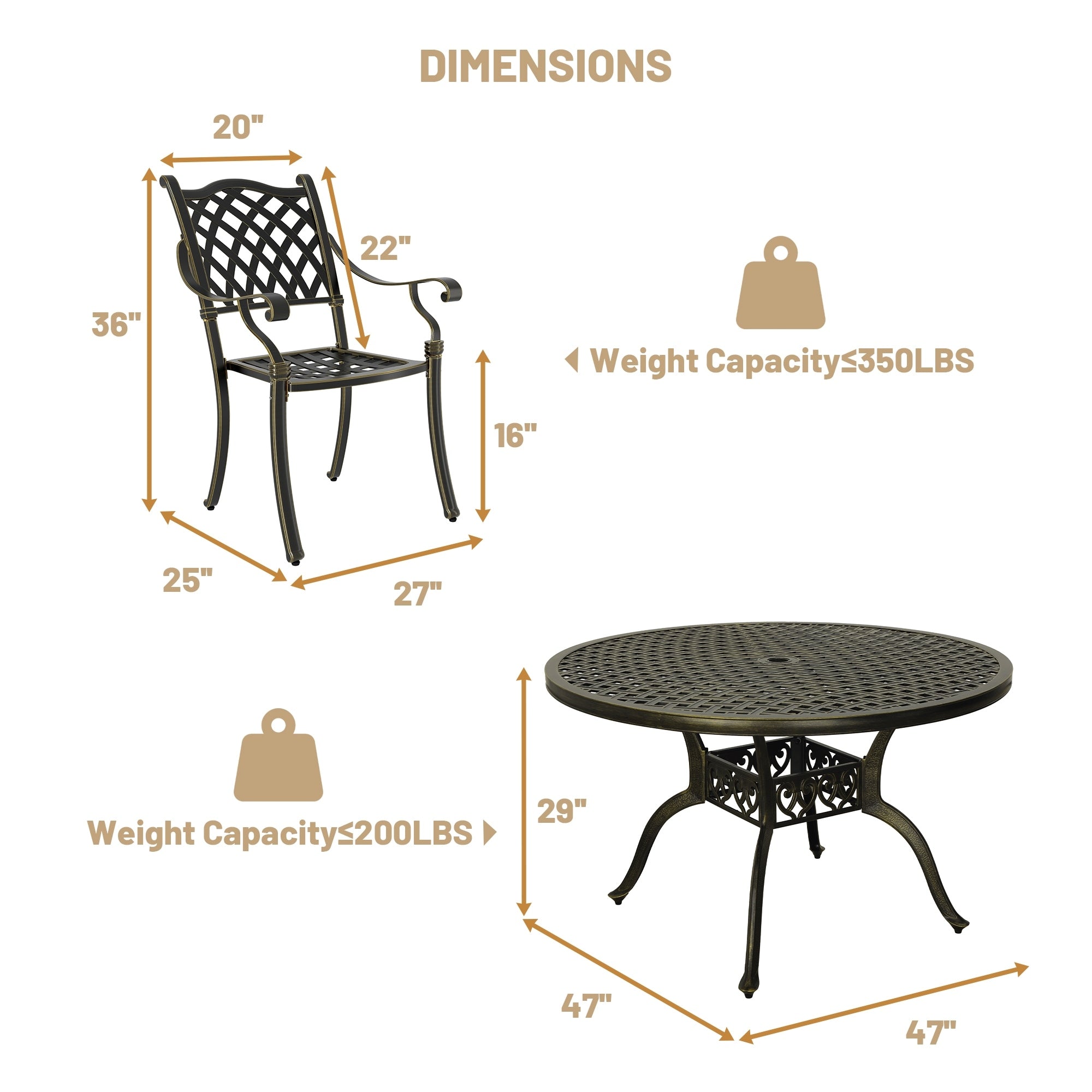 Ensemble de salle à manger d'extérieur Clihome 5 pièces en fonte d'aluminium
