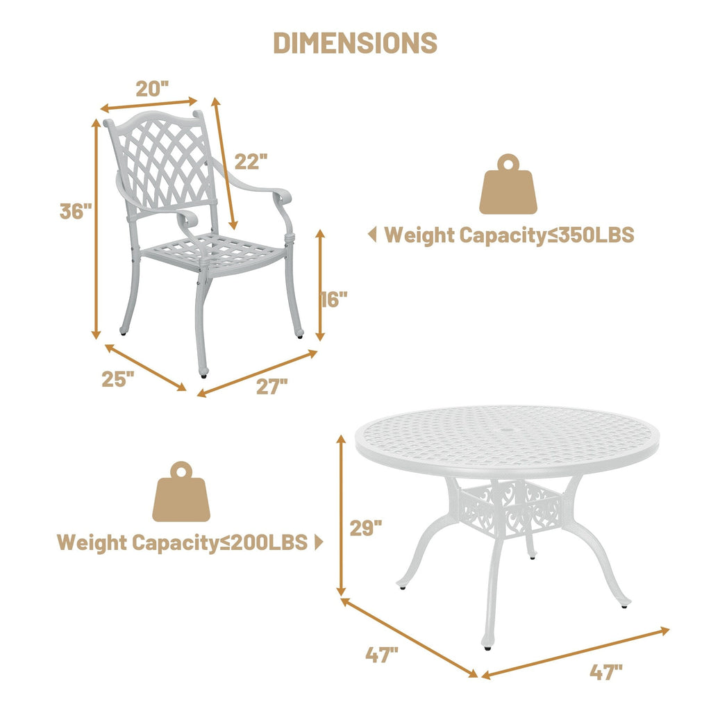 Ensemble de salle à manger d'extérieur Clihome 5 pièces en fonte d'aluminium