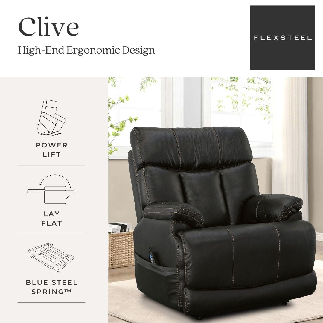 Fauteuil inclinable électrique Clive avec appui-tête électrique et lombaire par Flexsteel