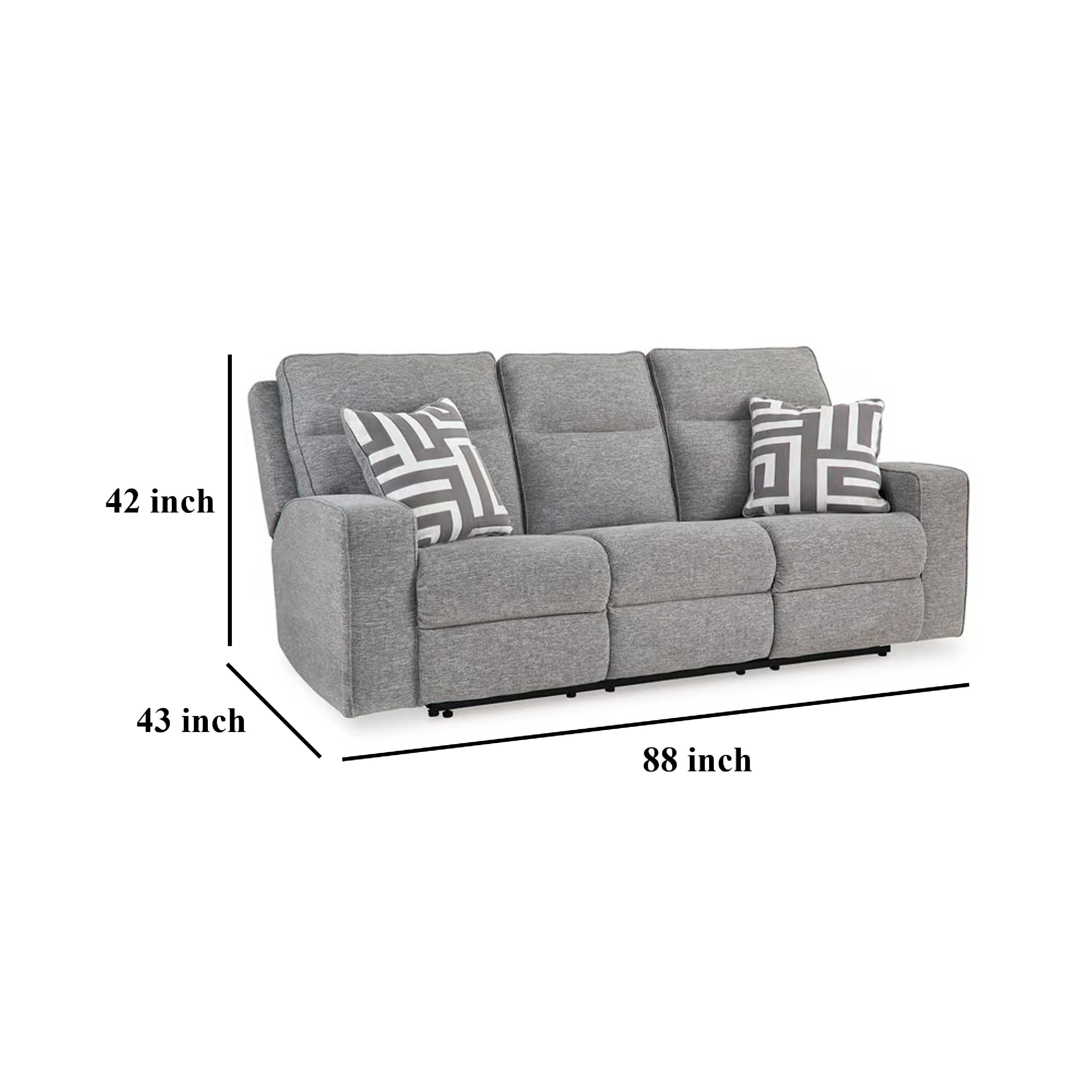 Canapé inclinable électrique Cloe, gris Performance Nuvella, 2 oreillers 88 pouces